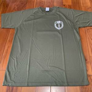 沖縄 米軍放出品 米軍実物 AMPHIBIOUS RAIDS BRANCH Tシャツ LARGE OD (管理番号W53)