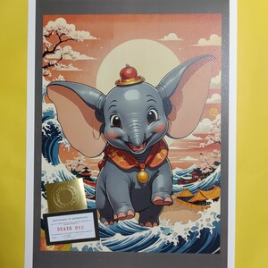 DEATH NYC 世界限定100枚 アートポスター　ゾウ　象　エレファント　Elephant ダンボ　葛飾北斎　浮世絵　波　BIG　WAVE　現代アート