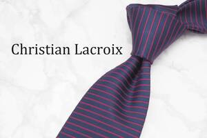 【美品】Christian Lacroix クリスチャンラクロア A-289 ネイビー 赤 ブランド ネクタイ 良品 古着 卸 USED オールド SILK