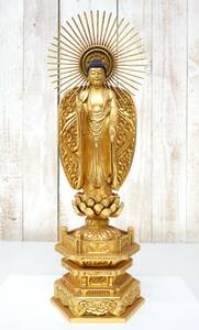 伝統工芸　工芸美術＊大型高級仏具　浄土真宗　御西用仏具 本尊　＊阿弥陀如来立像　仏像　佛像 　阿弥陀仏（阿弥陀佛）弥陀仏　40cm 