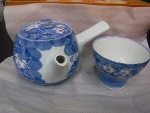 【未使用】 茶器 セット 有田焼き 5客 急須 湯呑み 来客セット 【D0902】