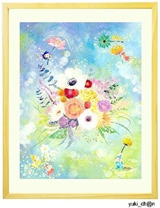 絵画 インテリア 花 「エール」額入り 額付き 絵 玄関に飾る絵 風水 壁掛け 置物 癒し アート ポスター かわいい 可愛い 部屋飾り