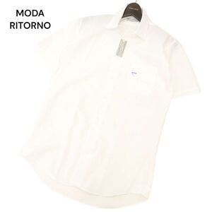 【新品 未使用】 MODA RITORNO モダリトルノ 半袖 スタンダード シャツ ワイシャツ ドレスシャツ Sz.L　メンズ 白 ビジカジ　C4T06689_7#A