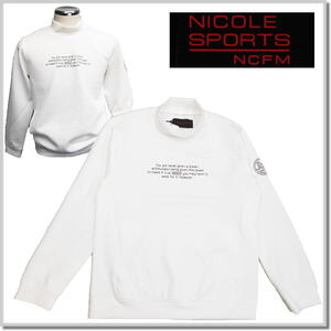 ニコルスポーツ NICOLE SPORTS (NICOLE CLUB FOR MEN) ロゴプリントモックネックプルオーバー 4464-9831-09(WHITE)-48(L) ハイネック