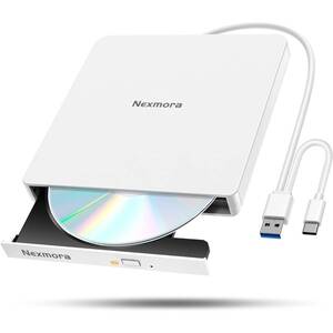 【１円オークション】CD DVDドライブ 外付け 軽量 DVDプレーヤー USB3.0＆Type-C両接続 読取/書込可 CDプレーヤー BAS0611