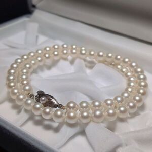 アコヤ真珠 6.0-6.5mm 43cm ホワイト ネックレス 本真珠 アクセサリー SILVER pearl あこや パール