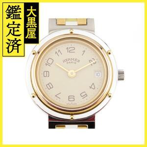 HERMES　エルメス　時計　クリッパーコンビ　GP/SS　CL4.220　クォーツ　アイボリー文字盤【207】2147300378755