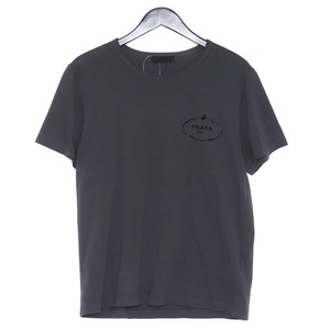 PRADA ロゴ刺繍Tシャツ Lサイズ グレー プラダ 半袖カットソー クルーネック Embroidered Chest Logo T-Shirt