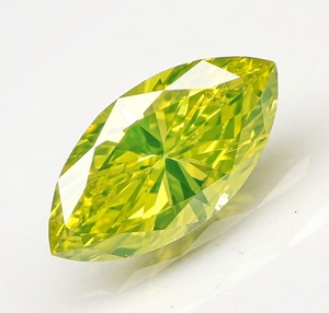 【100円～】0.340ct 天然ダイヤ Fancy Vivid Green Yellow (トリート) I1　MQ