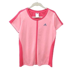 アディダス adidas スポーツウェア Tシャツ カットソー 半袖 ラグランスリーブ クルーネック ロゴプリント メッシュ 切替 M ピンク /CT レ