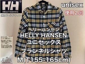 ★超美品★HELLY HANSEN(ヘリーハンセン)レディース フランネル シャツ M(T155-165cm)イエロー 使用２回 長袖 アウトドア 株ゴールドウィン