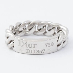 【新品仕上済】Christian Dior クリスチャン ディオール D11857 K18WG ゴルメットドゥディオール チェーン リング 57 15号 6.7g #35540YR