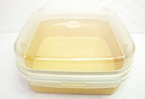 ★即決 タッパーウェア Tupperware 1.2L 18×18×9ｃｍ フタ付き 四角ケース 開閉式ボックス 保存容器 ★