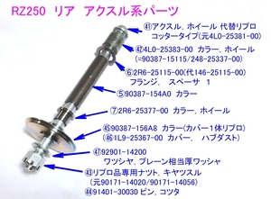 ★RZ250/4L3 リアアクスル シャフト フルセット ☆1/ 新品純正同等リプロ 4L0-25381-00 リヤ ホイール アクスル