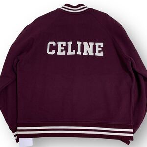 【未使用タグ付】 セリーヌ CELINE テディジャケット スタジャン ブルゾン 22AW エディ期 ロゴパッチ メンズ ボルドー サイズM