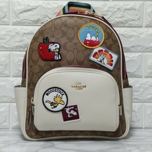 コーチ COACH スヌーピー コラボ リュック ブラウン ワッペン