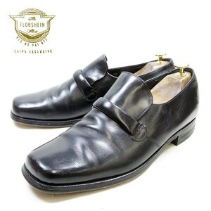 10E表記　28cm相当　Florsheim フローシャイム　ストラップローファー　ブラック　グットイヤーウェルト製法/24.12.18/P2081