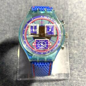 【美品】 スウォッチ Swatch 腕時計 クオーツ クォーツ ブルー 青 R139