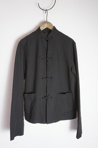 美品 正規 BLACK COMME des GARCONS ブラック コムデギャルソン ポリ縮絨 製品染め チャイナ シャツ ジャケット 1N-J033 黒L希少本物320O▲