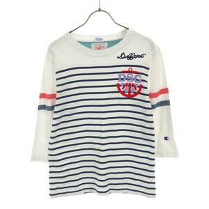 チャンピオン ダファーズ オリジナル コラボ ボーダー 7分袖 マリン Tシャツ S ホワイト系 Champion Duffers ORIGINAL メンズ