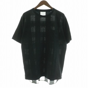 SOPHNET. Tシャツ 半袖 ポケT ポケット付きTシャツ 切替 背面プリント チェック 星 スター L 黒 SOPH-14512 ■GY18 /MW メンズ