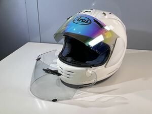 ★Arai アライ フルフェイスヘルメット ホワイト T8133-2000 M2005 59-60cm 日本製 SNELL Super R RAPIDE 現状品 中古品 管理K385