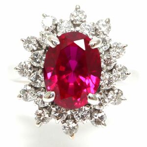 CrescentVert(クレサンベール)◆Pt900ルビー/天然ダイヤモンドリング◆S 約6.0g 約8号 ruby diamond jewelry ring 指輪 ジュエリー ED0/ED9