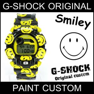 Ｇショック カスタム スマイリー 総柄 DW-9000 Xtreme にこちゃん エアーブラシ 塗装 G-SHOCK ニコちゃん 1点物 希少 限定 ジーショック