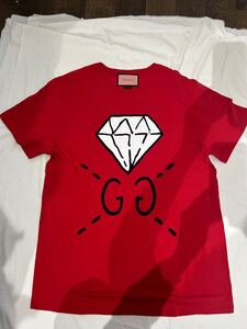 GUCCI グッチ ダイヤモンドプリント Tシャツ 赤 XL 美品　レディース