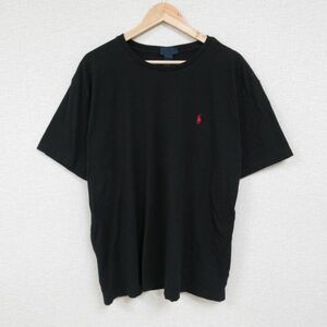 XL/古着 ラルフローレン Ralph Lauren 半袖 ブランド Tシャツ メンズ 90s ワンポイントロゴ 大きいサイズ コットン クルーネック 黒 ブ