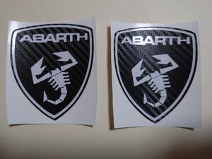 フィアット アバルト ABARTH 盾形 スコーピオンステッカー 2枚セット ロゴ色：ホワイト