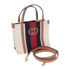 【中古】【Aランク】グッチ GUCCI インターロッキングG ミニトートバッグ 727735 2WAYバッグ ショルダーバッグ キャンバス アイボリー