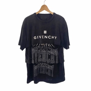 ジバンシィ GIVENCHY 22AW オーバーラップド Tシャツ ロゴプリント レイヤード XXL 黒 ブラック BM71FH3Y8T メンズ