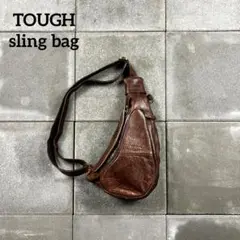 TOUGH worker sling bag leather brown