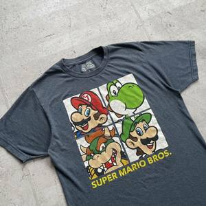 SUPERMARIO スーパーマリオ 半袖プリントTシャツ00s ダークブルー S nintendo スーパーマリオブラザーズ アメカジ 90s