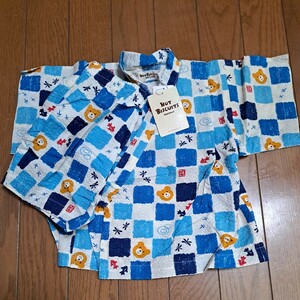 ⑭ 新品　80cm　定価4950円　ホットビスケッツ　甚平　じんべい　ブルー　男の子