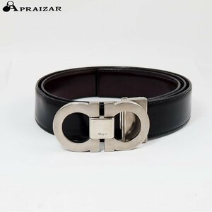 レターパックOK SalvatoreFerragamo フェラガモ レザー リバーシブル ベルト ブラック/ブラウン ガンチーニ [57253]