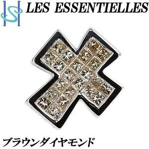 年末大感謝祭【最大40%OFF】レ・エッセンシャル ブラウンダイヤモンド ペンダントトップ クロス LES ESSENTIELLES 美品 SH98323 宝正冬