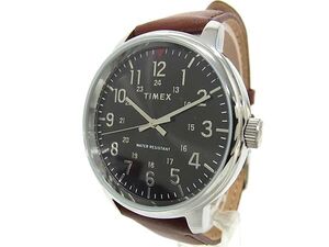 1円 ■稼働品■極美品■ TIMEX タイメックス TW2R85700 SS×レザー クォーツ 3気圧防水 腕時計 ウォッチ ブラウン系 DB0434