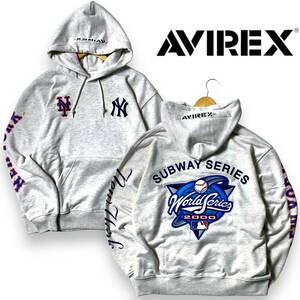 【2XL】新品 定1.5万 アヴィレックス× MLB AVIREX 刺繍×ワッペン スウェット パーカー プルオーバー 3231011 ヤンキース×メッツ ◆R474