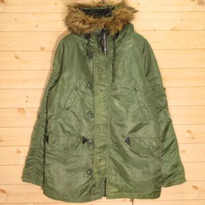 〇ALPHA INDUSTRIES アルファ◆N-3B フライトジャケット ミリタリー 中綿 防寒 秋冬！◆メンズ カーキ Mサイズ◆AA2090