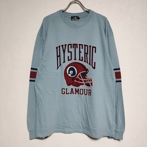 HYSTERIC GLAMOUR プリント コットン 02203CL05 HGFL 長袖Ｔシャツ カットソー ロンＴ ブルー ヒステリックグラマー 4-1026M F97114