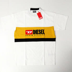 新品正規品 DIESEL ディーゼル T-STREAP-DIVISION 半袖 ビッグシルエット 切替 ロゴ Tシャツ ホワイト XL