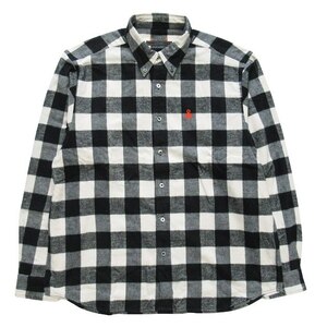 美品 19aw ソフネット STANDARD BIG B.D SHIRT ネルシャツ 長袖 コットンフランネル チェック ボタンダウン L 白 黒 SOPH-192003/メンズ