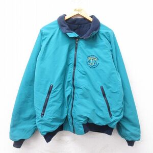 XL/古着 長袖 ナイロン ジャケット メンズ 90s MILLION ラグラン 青緑 内側フリース 25jan21 中古 アウター