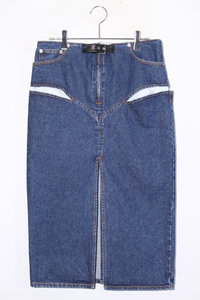 2024SS FETICO フェティコ CUT OUT DENIM MIDI SKIRT カットアウトデニムミディスカート 1 BLUE ブルー FTC242-0502 /◆☆ レディース