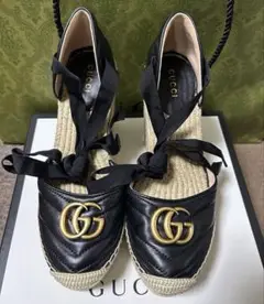 GUCCI GGマーモントプラットフォーム ウェッジソール エスパドリーユ