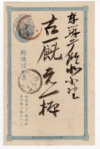 小判１銭葉書「明治２９年略暦」入年賀状　信濃・大町　２９．１．１．（　）