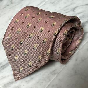 770円～ CHAPS RALPH LAUREN ネクタイ ピンク系 光沢 ボタニカル柄 花柄 (R4)