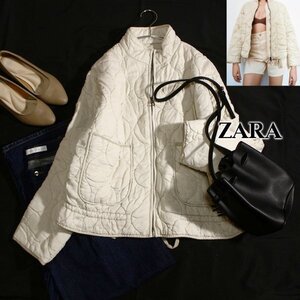 美品 ザラ ZARA ゆったり可愛い ジップアップ 中綿 キルティングジャケット L 秋 冬 24E12